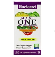 Maxi ONE® Whole Food-Based Multiple -- 90 Vegetable Capsules (Растительные капсулы) Bluebonnet Nutrition