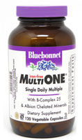 Multi One® Iron Free -- 120 Vegetable Capsules (Растительные капсулы) Bluebonnet Nutrition