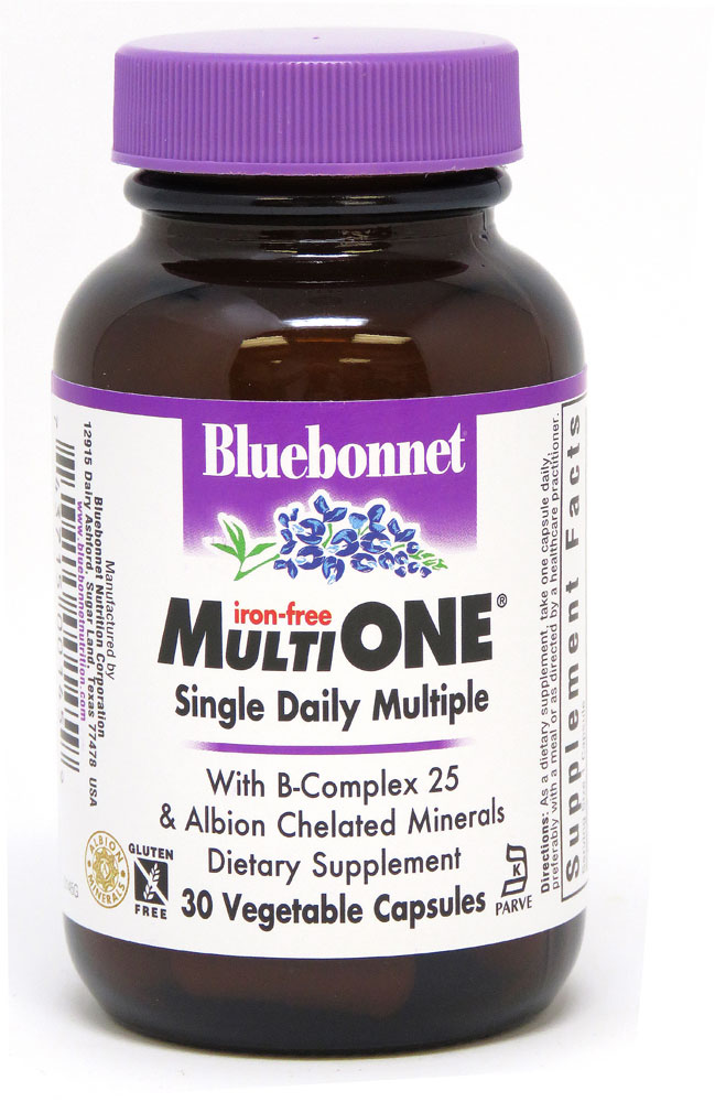 Multi ONE® Single Daily Multiple Iron Free -- 30 Vegetable Capsules (Растительные капсулы) Bluebonnet Nutrition