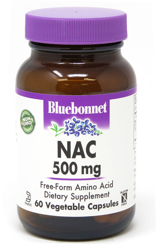 NAC -- 500 mg - 60 Vegetable Capsules (Растительные капсулы) Bluebonnet Nutrition