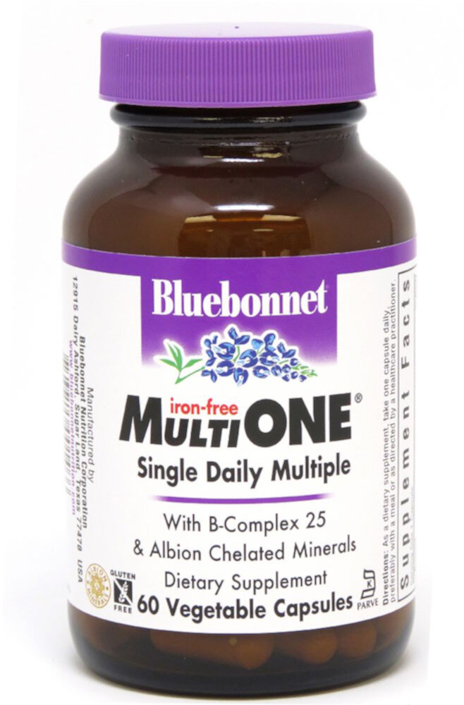 Multi One® Iron Free -- 60 Vegetable Capsules (Растительные капсулы) Bluebonnet Nutrition