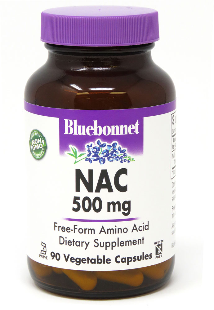 NAC -- 500 mg - 90 Vegetable Capsules (Растительные капсулы) Bluebonnet Nutrition