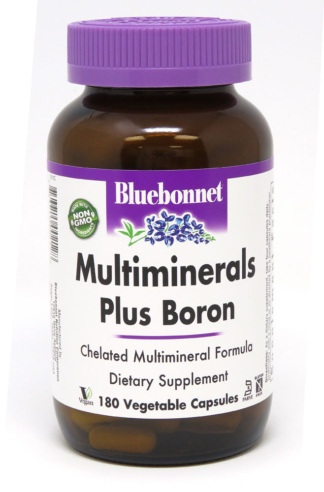 Мультиминералы плюс бор с железом — 180 растительных капсул Bluebonnet Nutrition
