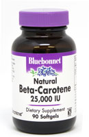 Bluebonnet Nutrition Натуральный бета-каротин — 25 000 МЕ — 90 мягких капсул Bluebonnet Nutrition