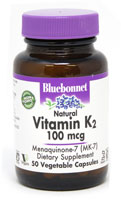 Натуральный витамин K2 - 100 мкг - 50 растительных капсул - Bluebonnet Nutrition Bluebonnet Nutrition