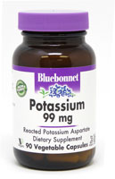 Potassium -- 99 mg - 90 Vegetable Capsules (Растительные капсулы) Bluebonnet Nutrition