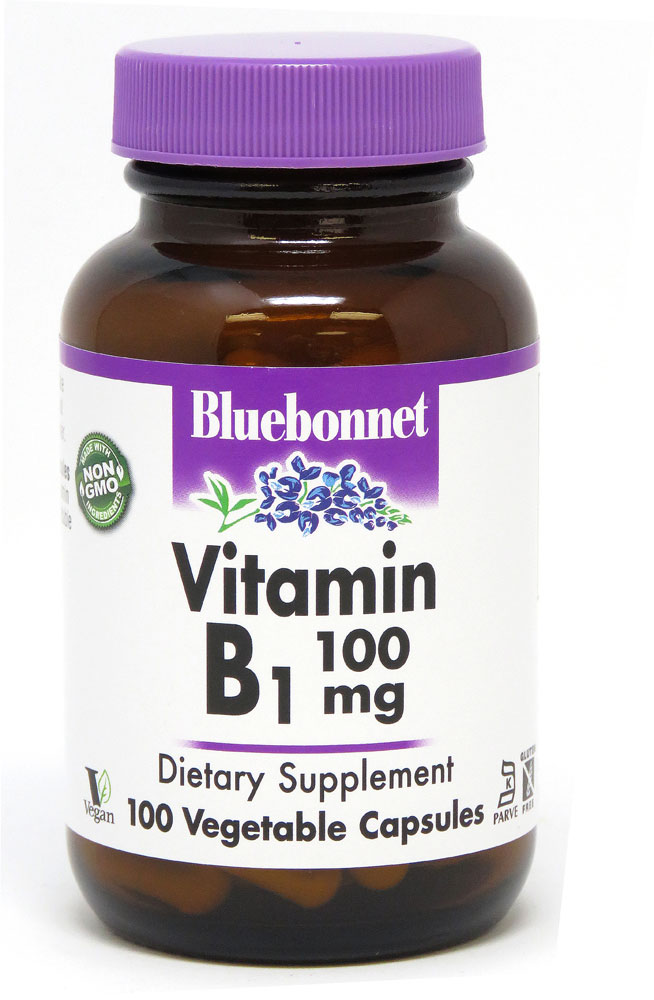 Витамин B1 – 100 мг – 100 растительных капсул Bluebonnet Nutrition