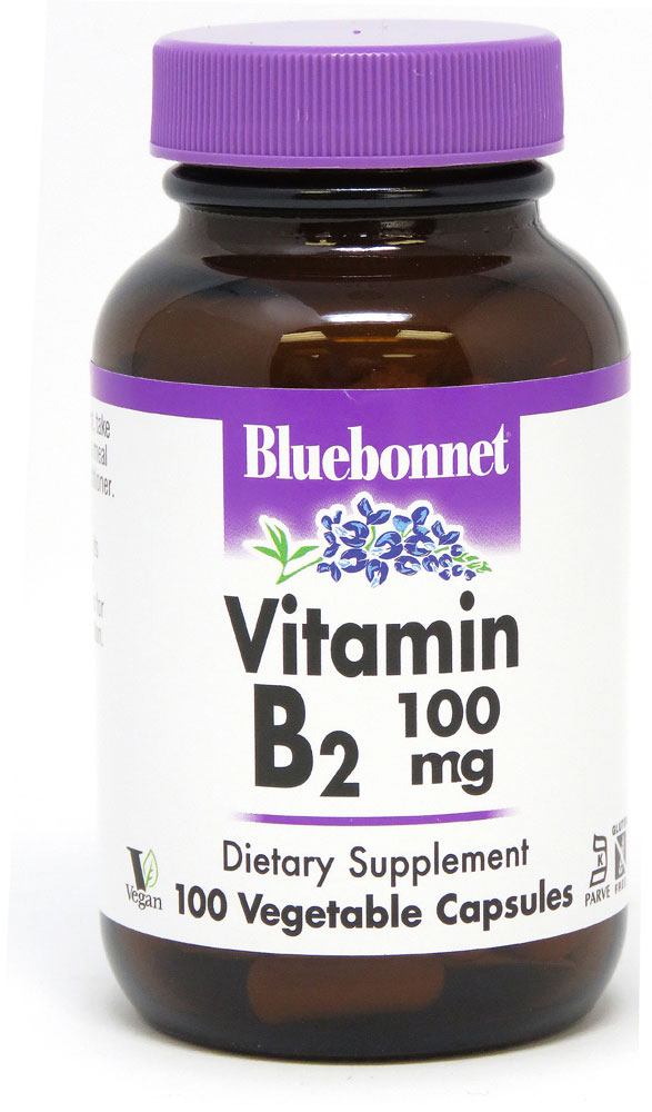 Витамин B2 — 100 мг — 100 растительных капсул Bluebonnet Nutrition