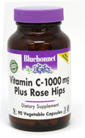 Bluebonnet Nutrition Витамин C-1000 мг плюс плоды шиповника — 90 растительных капсул Bluebonnet Nutrition
