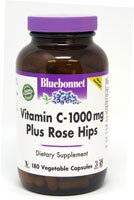 Vitamin C-1000 Plus Rose Hips -- 180 Vegetable Capsules (Растительные капсулы) Bluebonnet Nutrition