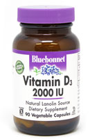 Vitamin D3 -- 2000 IU - 90 Vegetable Capsules (Растительные капсулы) Bluebonnet Nutrition