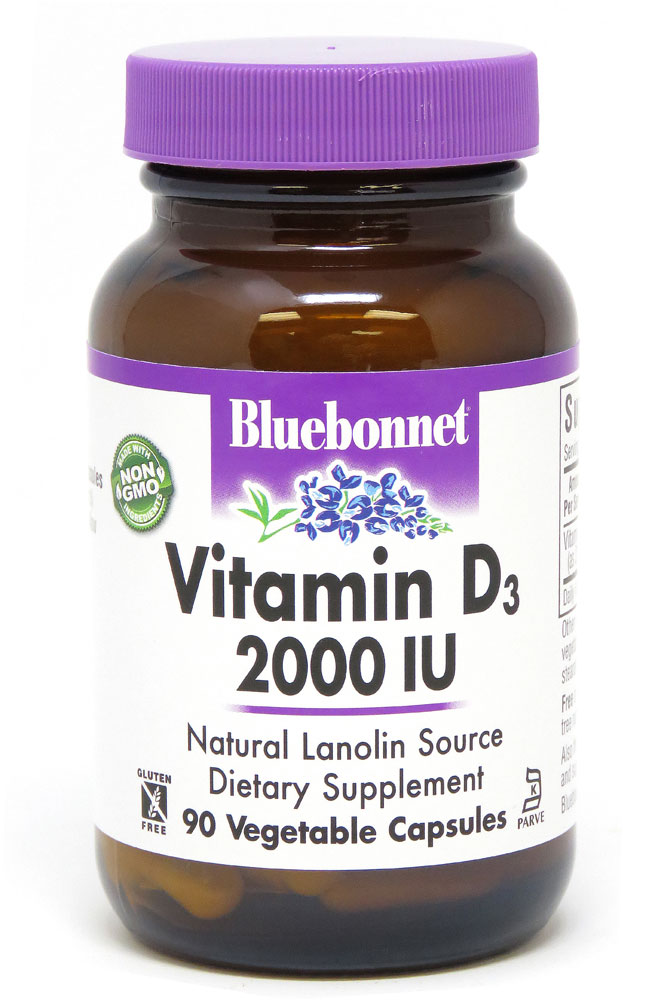 Bluebonnet Nutrition Витамин D3 -- 2000 МЕ - 90 Растительные капсулы Bluebonnet Nutrition