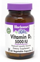 Vitamin D3 -- 5000 IU - 60 Vegetable Capsules (Растительные капсулы) Bluebonnet Nutrition