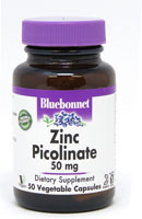 Цинк Пиколинат - 50 мг - 50 растительных капсул - Bluebonnet Nutrition Bluebonnet Nutrition