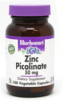 Пиколинат цинка Bluebonnet Nutrition — 50 мг — 100 растительных капсул Bluebonnet Nutrition