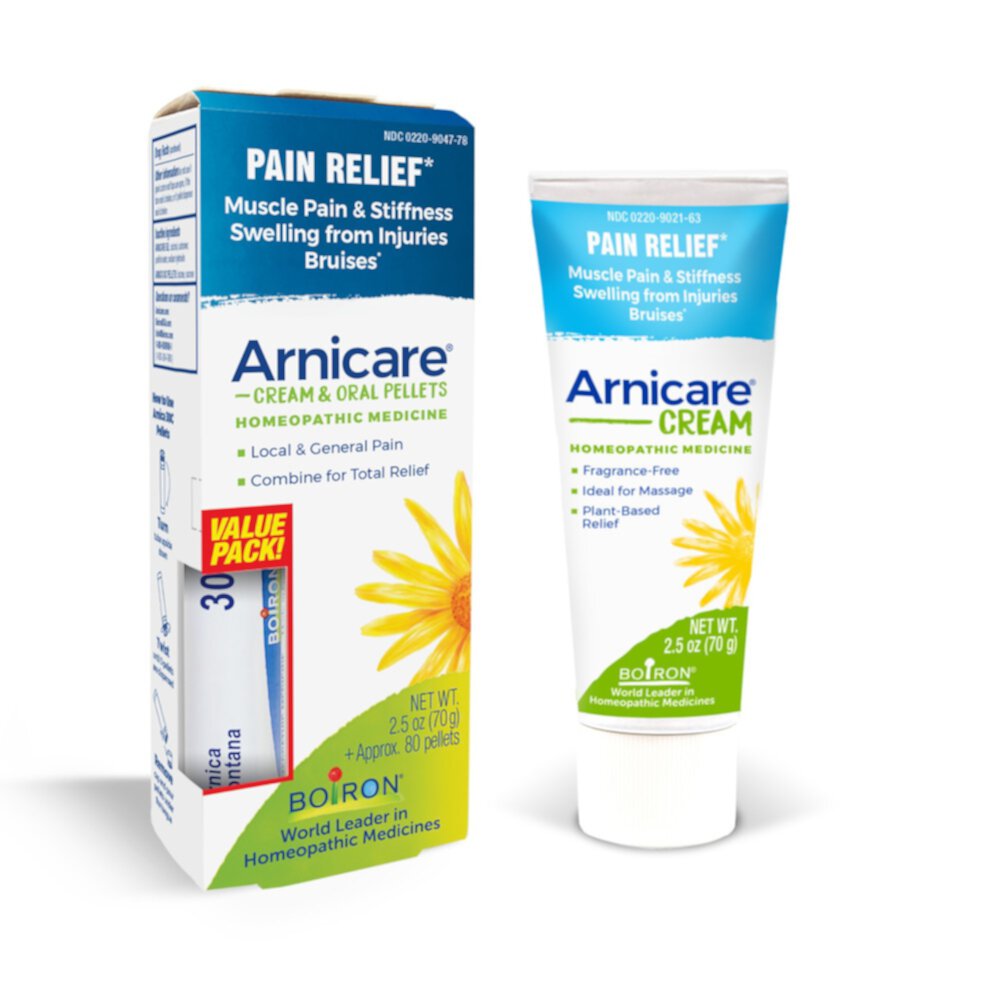 Arnicare® Cream (Крем) Value Pack with 30 C Blue Tube -- 2.5 oz (Унции) Boiron