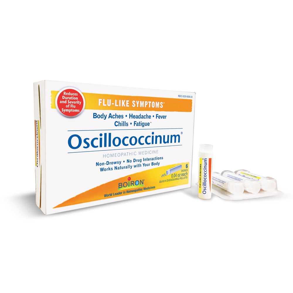 Oscillococcinum Flu-Like Symptoms-Body Aches-Headache-Fever-Chills-Fatigue -- 6 Doses Boiron