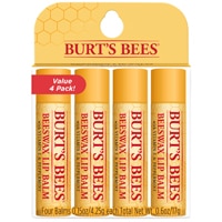 Burt's Bees 100% натуральный увлажняющий бальзам для губ Оригинальный пчелиный воск с витамином Е и маслом перечной мяты -- 4 упаковки BURT'S BEES