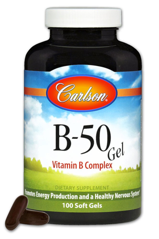 Carlson B-50 Gel Комплекс витаминов группы В — 100 гелевых капсул Carlson