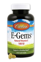 E-Gems® Natural Vitamin E -- 100 IU - 250 Softgels (Мягкие капсулы) Carlson