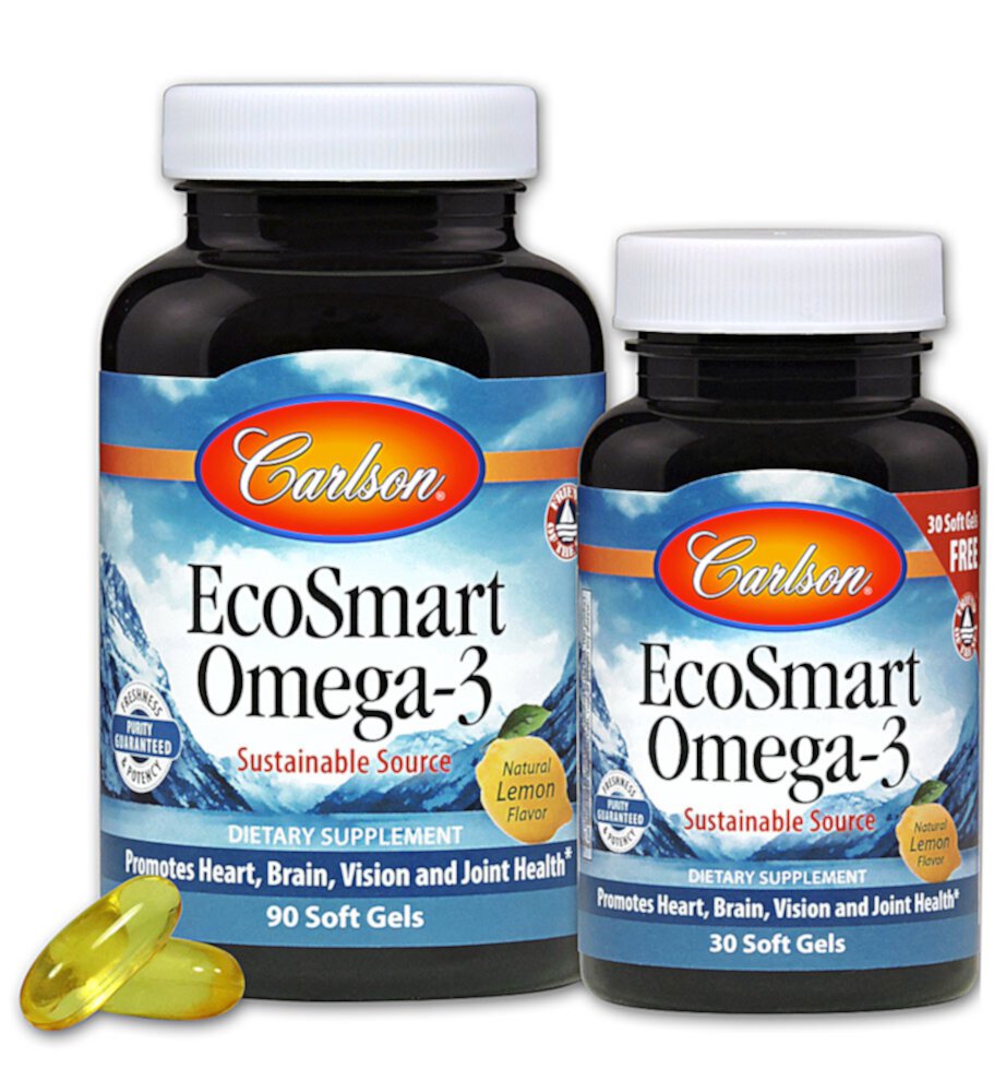 EcoSmart Omega-3 Lemon -- 90 Softgels (Мягкие капсулы) Carlson