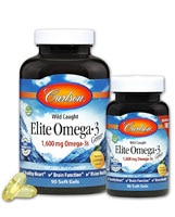 Elite Omega-3 Gems, Лимон - 1600 мг - 90 мягких капсул - Carlson Carlson
