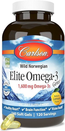 Elite Omega-3 Gems® Лимон - 1600 мг - 240 мягких капсул - Carlson Carlson