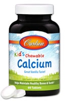 Кальций для детей, Жевательные таблетки, Ваниль - 250 мг - 60 таблеток - Carlson Carlson