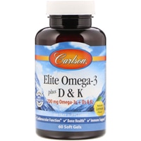 Elite Omega-3 plus D & K Natrual Lemon -- 60 Softgels (Мягкие капсулы) Carlson