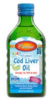 Kid's Norwegian Cod Liver Oil Omega-3s EPA & DHA Bubble Gum -- 8.4 fl oz (Жидкие унции) Carlson