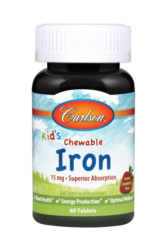 Жевательное железо для детей со вкусом клубники - 15 мг - 60 таблеток - Carlson Carlson