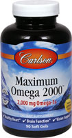 Maximum Omega 2000, Натуральный лимон - 2000 мг Омега-3 - 90 мягких капсул - Carlson Carlson