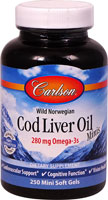 Norwegian Cod Liver Oil -- 280 mg - 250 Mini Softgels (Мини мягкие гелевые капсулы) Carlson