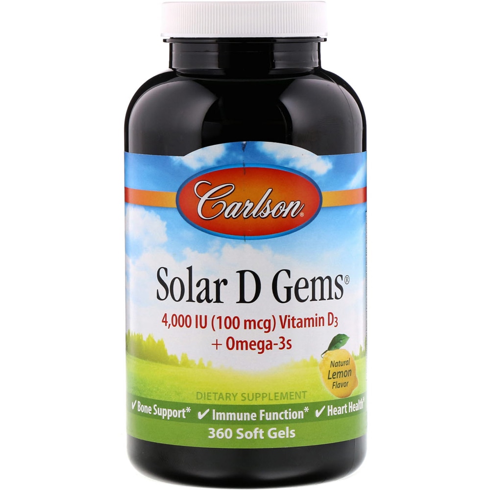 Solar D Gems® Natural Lemon -- 360 Softgels (Мягкие капсулы) Carlson