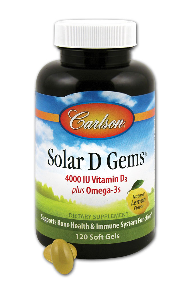 Solar D Gems® Натуральный лимон - 4000 МЕ - 120 мягких капсул - Carlson Carlson