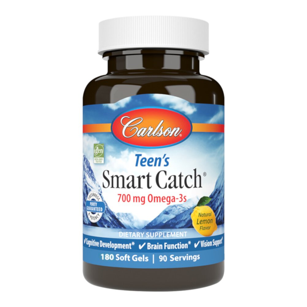 Teen's Smart Catch® Natural Lemon -- 700 mg - 180 Softgels (Мягкие капсулы) Carlson