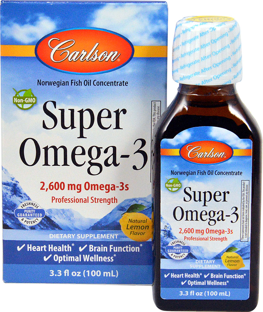 Carlson Super Omega-3 Натуральный лимон — 2600 мг — 3,3 жидких унции Carlson