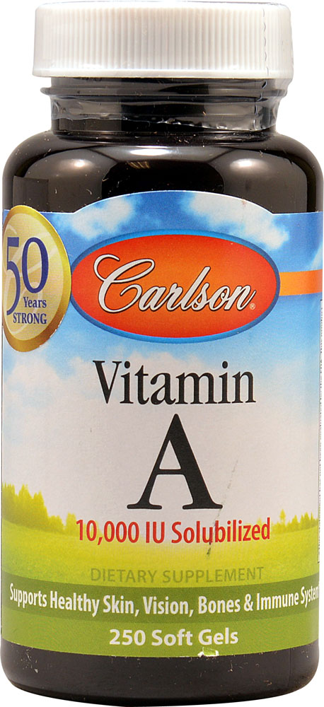 Carlson Солюбилизированный витамин А -- 10000 МЕ -- 250 мягких капсул Carlson