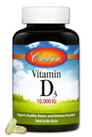 Витамин D3 - 10000МЕ - 360 мягких капсул - Carlson Carlson