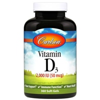 Vitamin D3 -- 2000 IU - 360 Softgels (Мягкие капсулы) Carlson