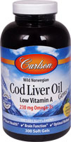 Wild Norwegian Cod Liver Oil Natural Lemon -- 300 Softgels (Мягкие капсулы) Carlson