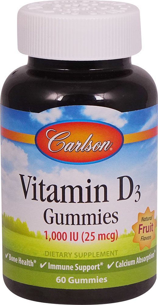 Витамин D3 в жевательных конфетах - 1000 МЕ - 60 вегетарианских конфет - Carlson Carlson