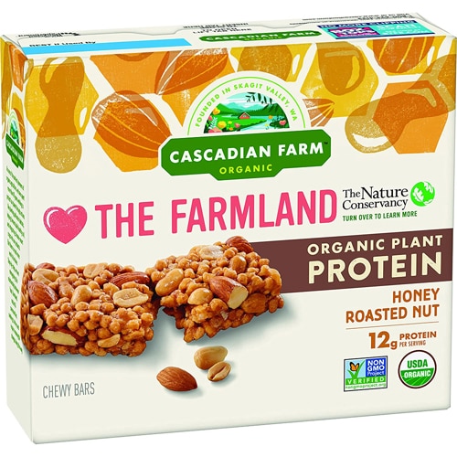 Organic Plan Protein Chewy Bars Honey Roasted Nut -- 5 Bars Cascadian Farm