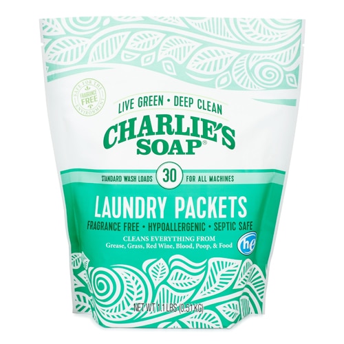 Пакеты со стиральным порошком HE без запаха -- 30 пакетов Charlie's Soap