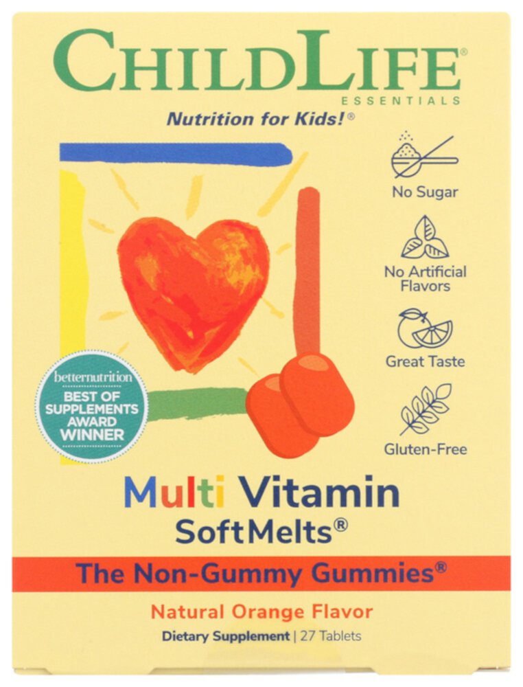 Мультивитаминные SoftMelts натуральный апельсин, 27 жевательных конфет ChildLife