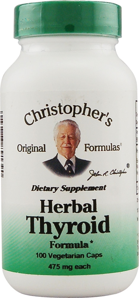 Herbal Thyroid -- 475 mg - 100 Vegetarian Capsules (Вегетарианские капсулы) Christopher's