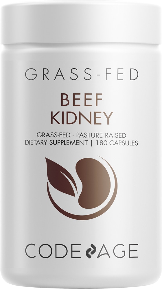 Grass-Fed Beef Kidney - Bovine Glandular Superfood Supplement -- 180 Capsules (Капсулы) Codeage