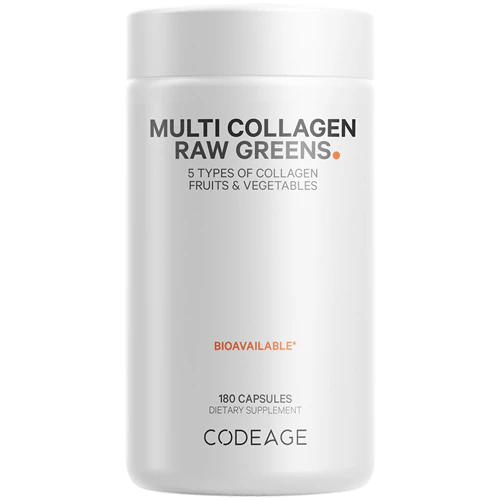 Multi Collagen Raw Greens - Hydrolyzed Collagen Peptides + Organic Fruits & Vegetables -- 180 Capsules (Капсулы) Codeage