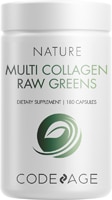 Codeage Multi Collagen Raw Greens Type I II III V & X Hydrolyzed Collagen Peptides -- 180 капсул Codeage