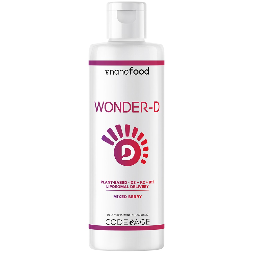 Nanofood Liposomal Wonder-D Plant-Based D3 + K2 + B12 Mixed Berry -- 7.6 fl oz (Жидкие унции) Codeage